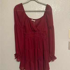 Elegant Burgundy Women's Dress